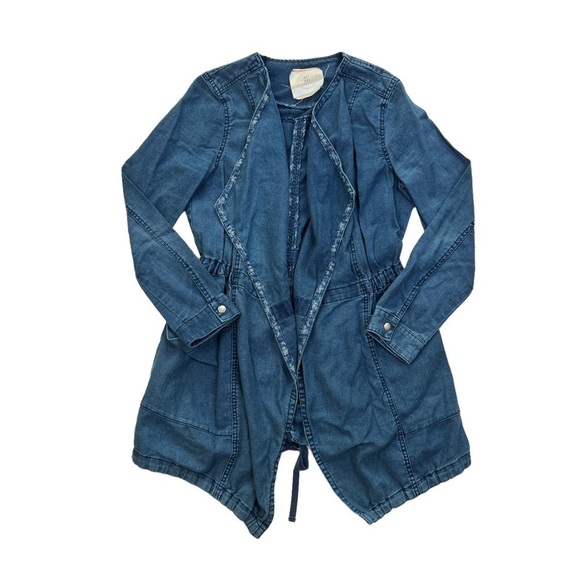 Anthropologie Hei Hei High Plains Chambray Anorak Open Front Jacket - Picture 2 of 6